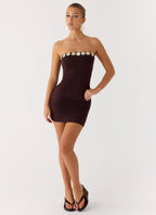 Leroy Button Mini Dress - Chocolate