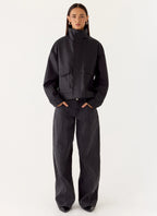 James PU Bomber Jacker - Black