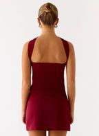 Do It Again Mini Skirt - Dark Cherry