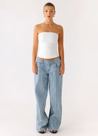 Adrienna Strapless Top - White