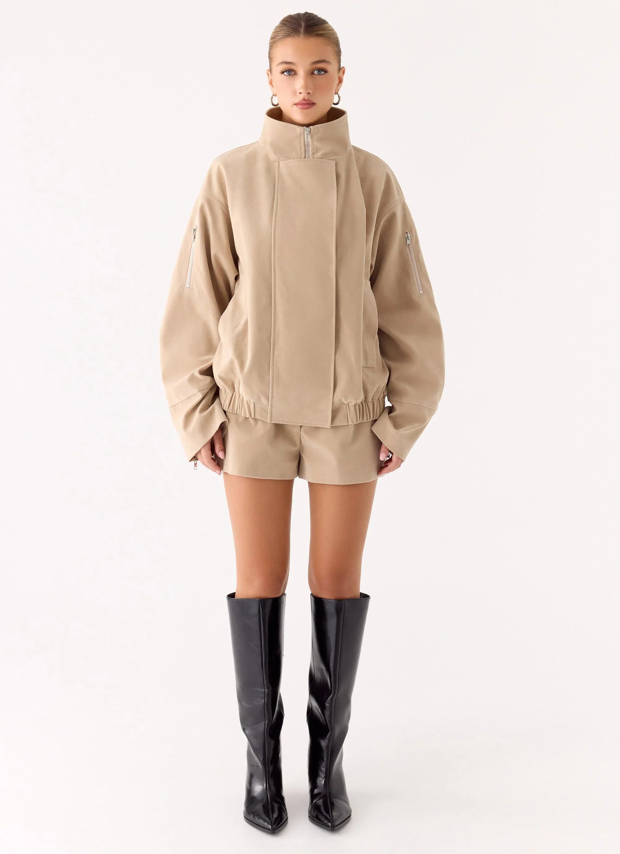 Marlow Faux Suede Jacket - Cream