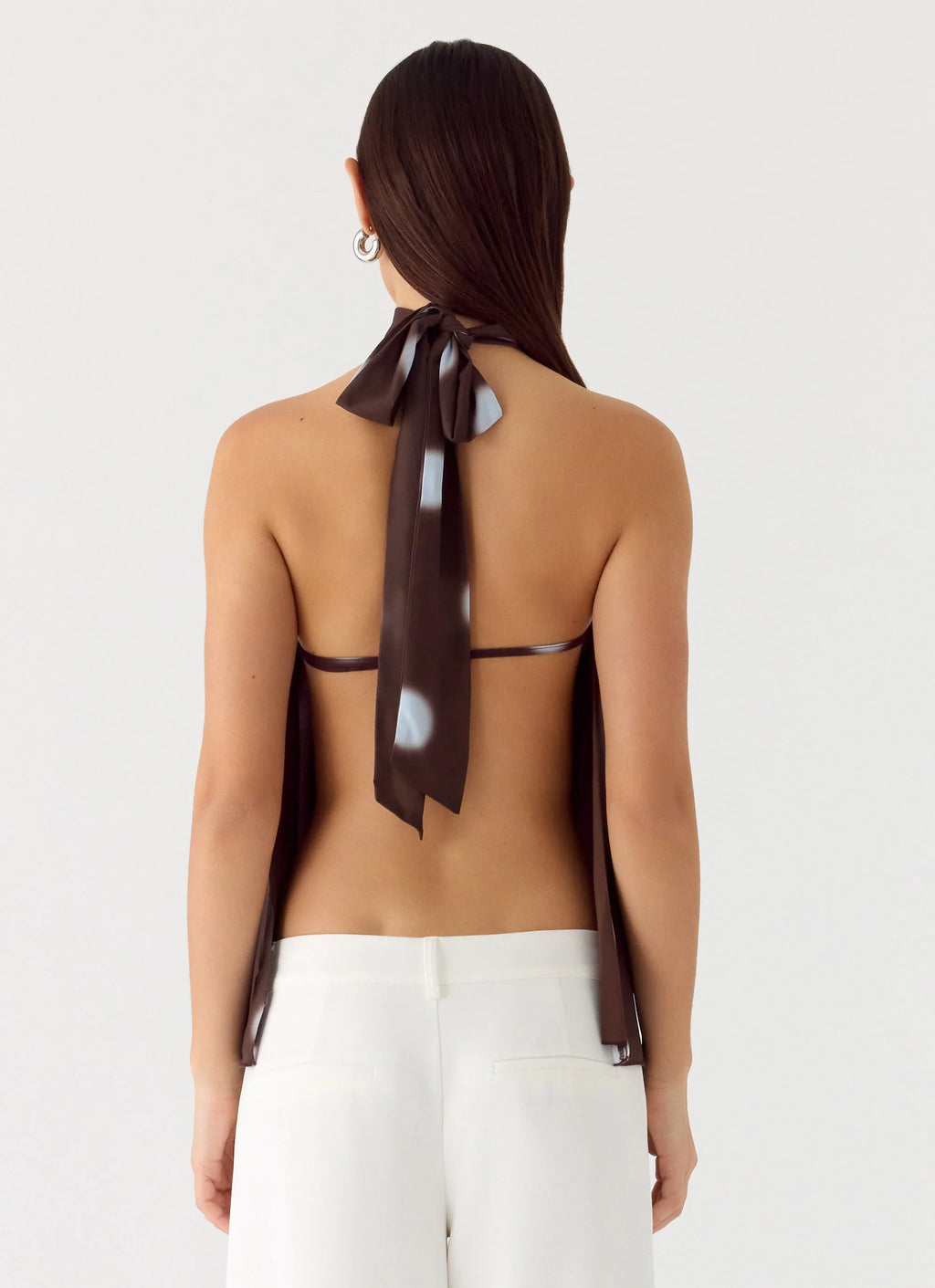 Corrida Backless Top - Chocolate Blue Dot