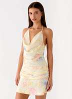 Cyna Cowl Mini Dress - Spring Meadow