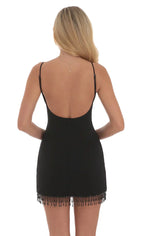 Beaded Fringe Dress in Black