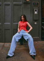 Born For Bordeaux Linen Vest - Poppy Red