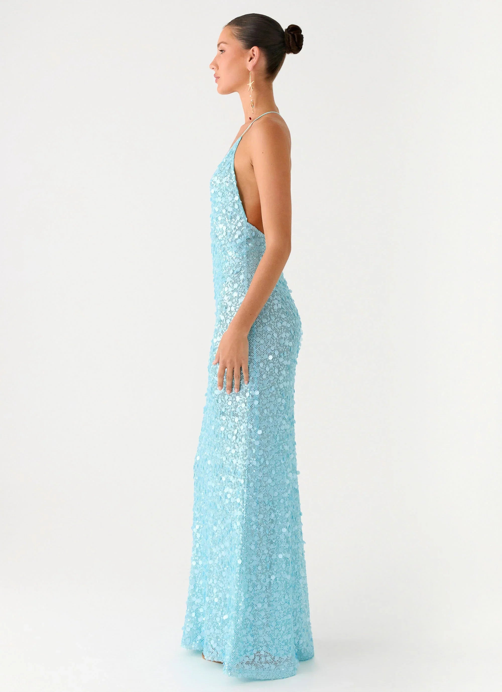 Ocean Views Sequin Maxi Dress - Blue