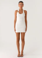 Gloves Up Halter Mini Dress - White