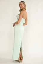 Fleur Sky Strapless Pleat Bust Maxi Dress Mint