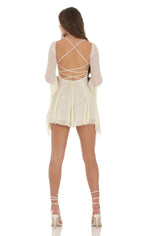 Chiffon Flare Sleeve A-line Dress in Cream