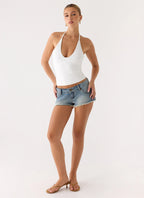 Roll Out Halter Top - White