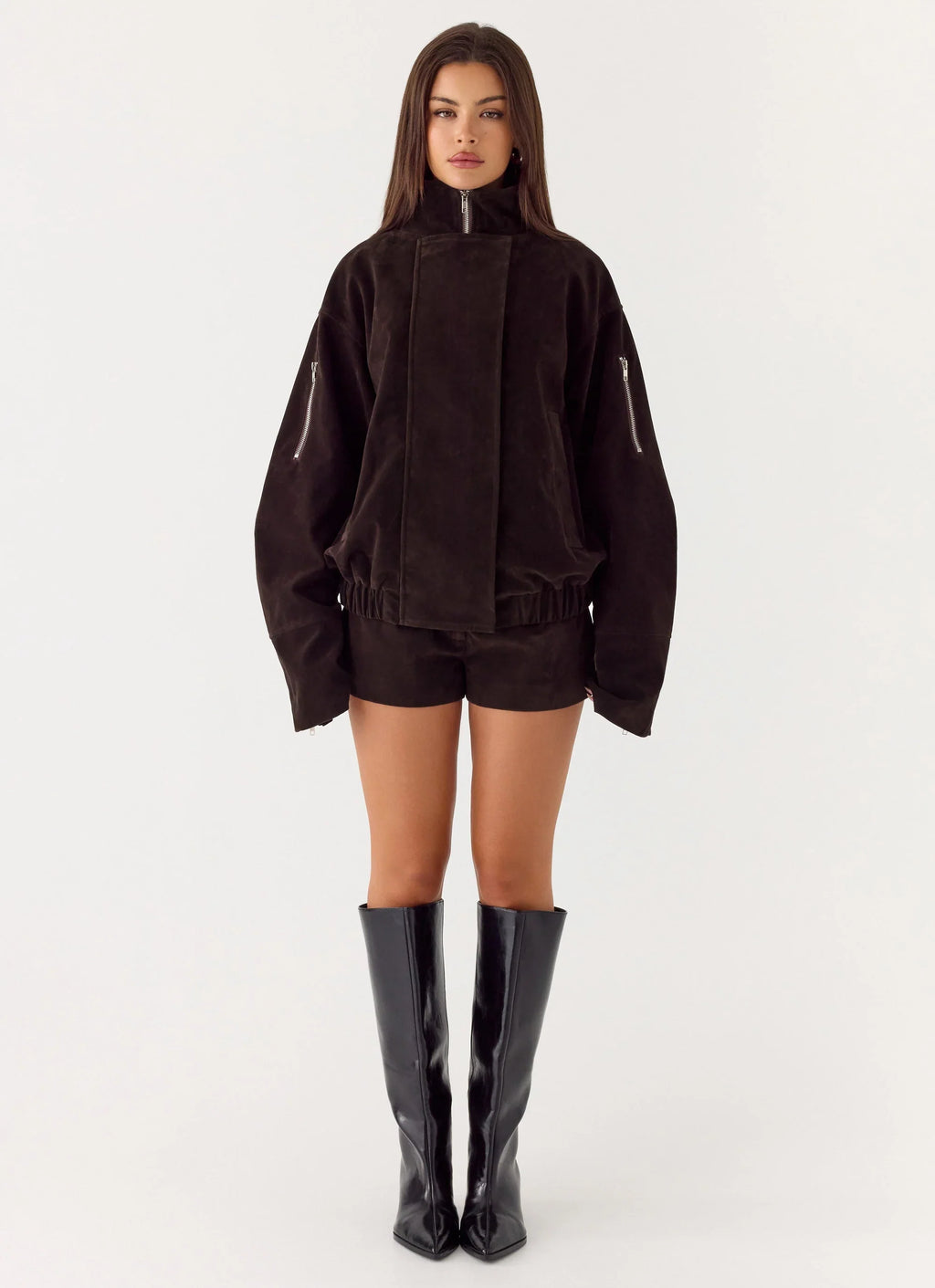 Marlow Faux Suede Jacket - Chocolate