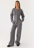 Harrison Low Rise Knit Pants - Marle Grey